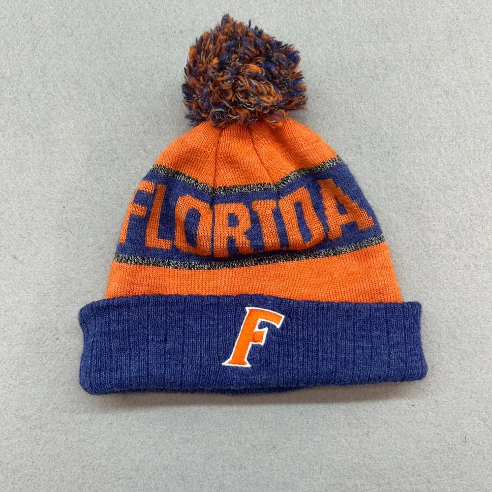 Florida Gators Top of the World Youth Beanie Knit Pom Hat Orange Blue Kids OSFM